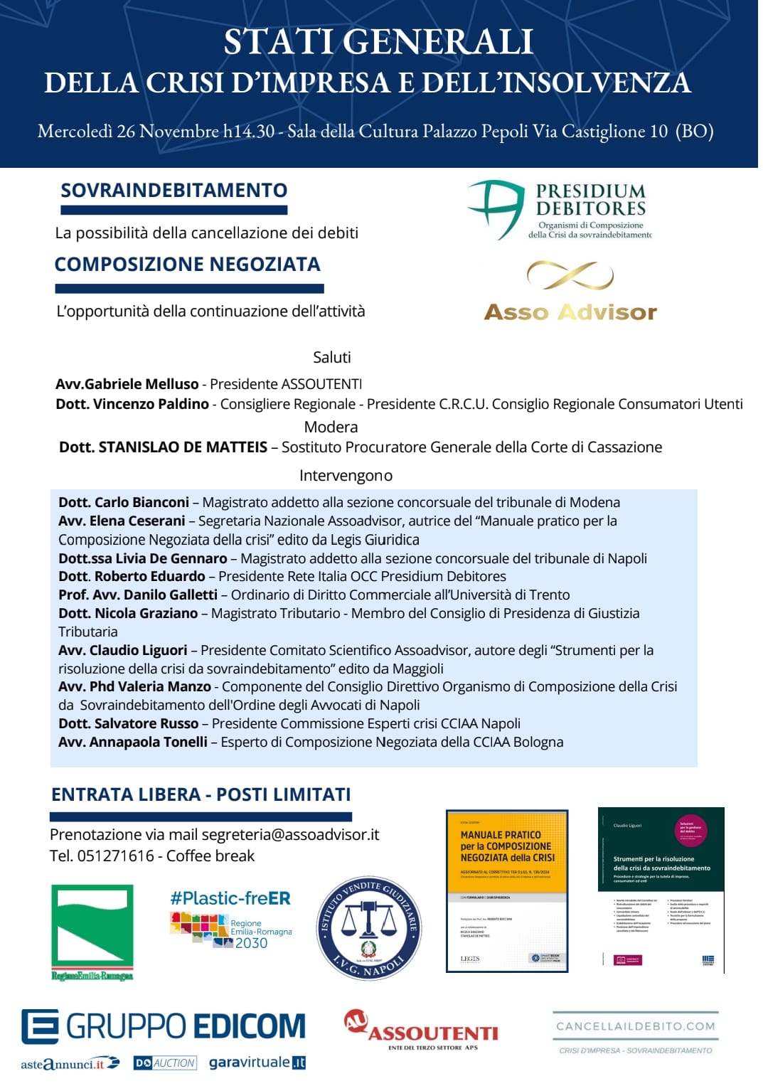 STATI GENERALI DELLA CRISI D’IMPRESA E DELL’INSOLVENZA – BOLOGNA 26 NOVEMBRE