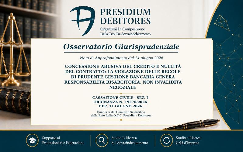 Cass. Civ., Sez. I, n. 19276/2026 – Concessione abusiva del credito: responsabilità risarcitoria e non nullità del contratto