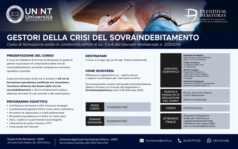 Corso Gestori della crisi del sovraindebbitamento