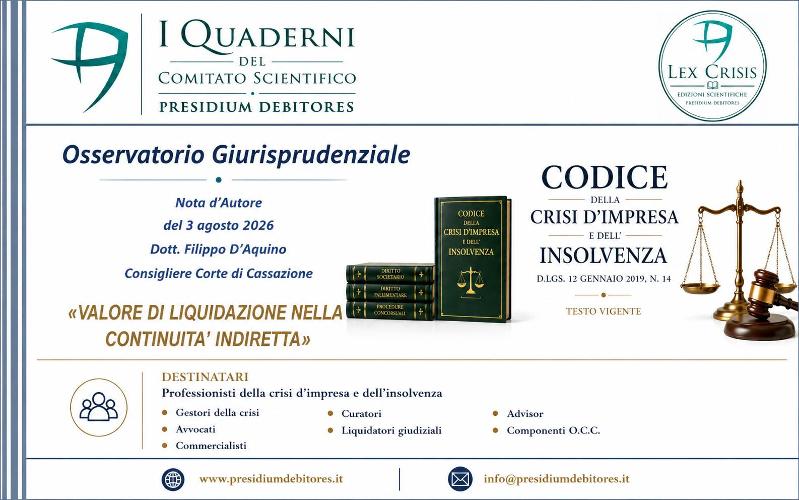 VALORE DI LIQUIDAZIONE NELLA CONTINUITA' INDIRETTA