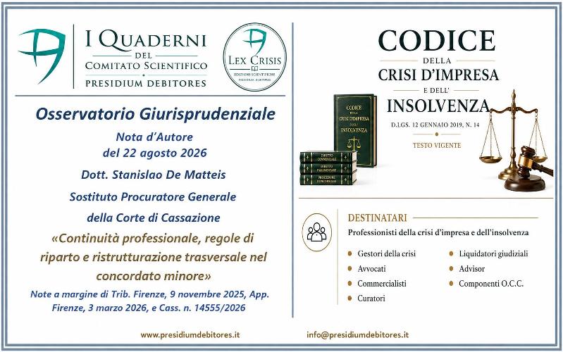 CONTINUITÀ PROFESSIONALE, REGOLE DI RIPARTO E RISTRUTTURAZIONE TRASVERSALE NEL CONCORDATO MINORE
