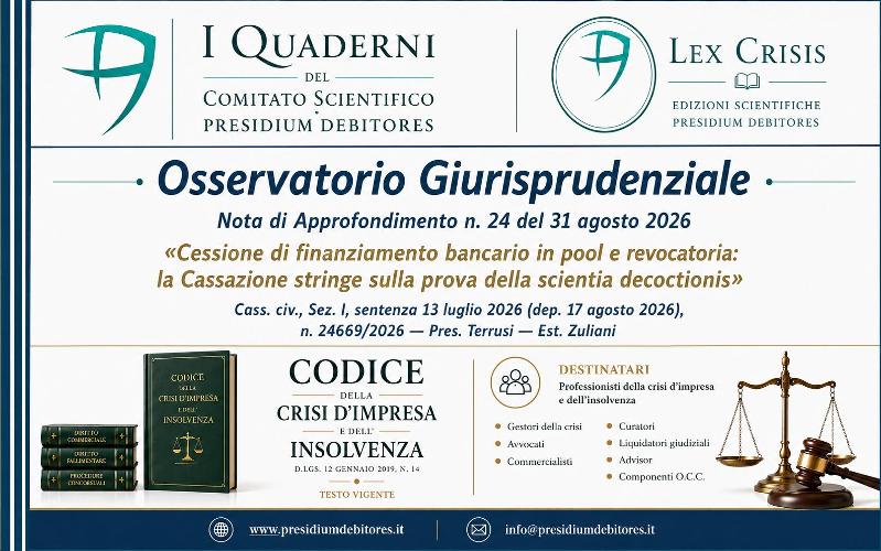Cassazione n. 24669/2026: più rigore sulla *scientia decoctionis*